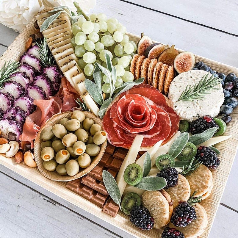 Charity Leaf Disposable Palm Leaf 14" x 10" Trays (10 pieces) Bamboo Like Serving Platters, Disposable Boards, Eco-Friendly Dinnerware For Weddings, Catering, Events - Image 4